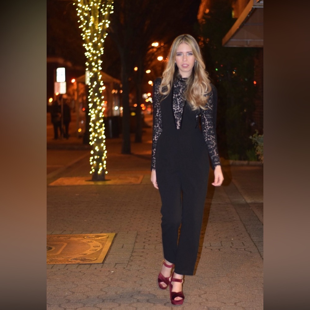 Express Black Lace Jumpsuit